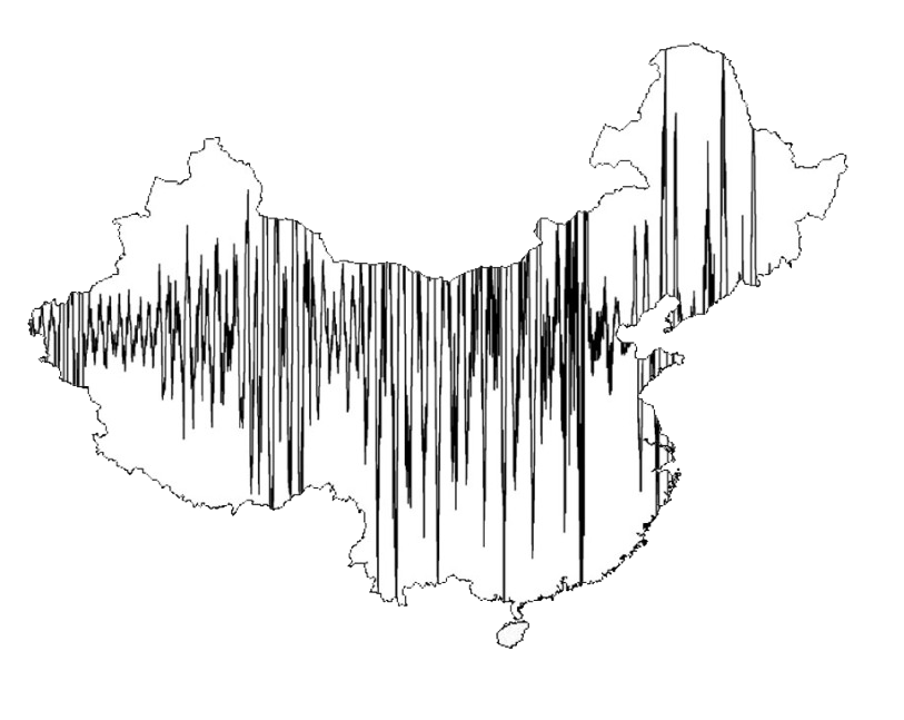 China map with sound waves