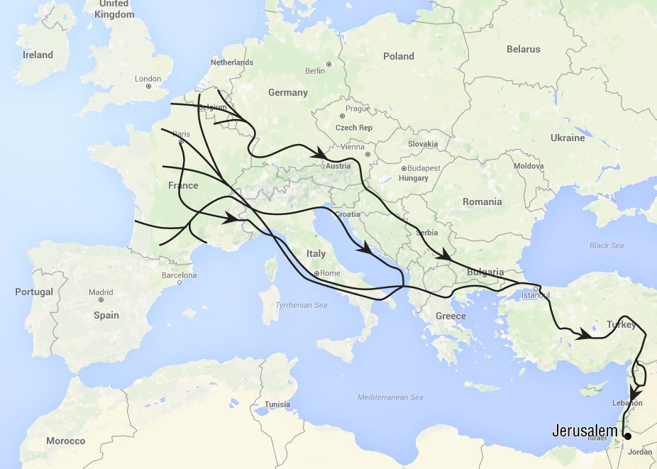 map of the First Crusade
