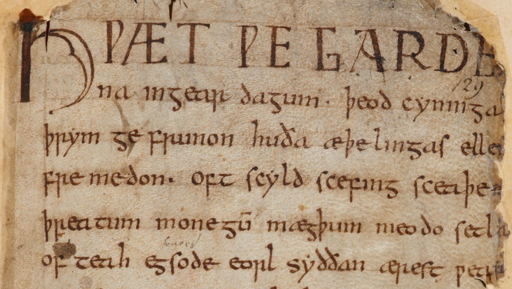 Opening lines of Beowulf manuscript